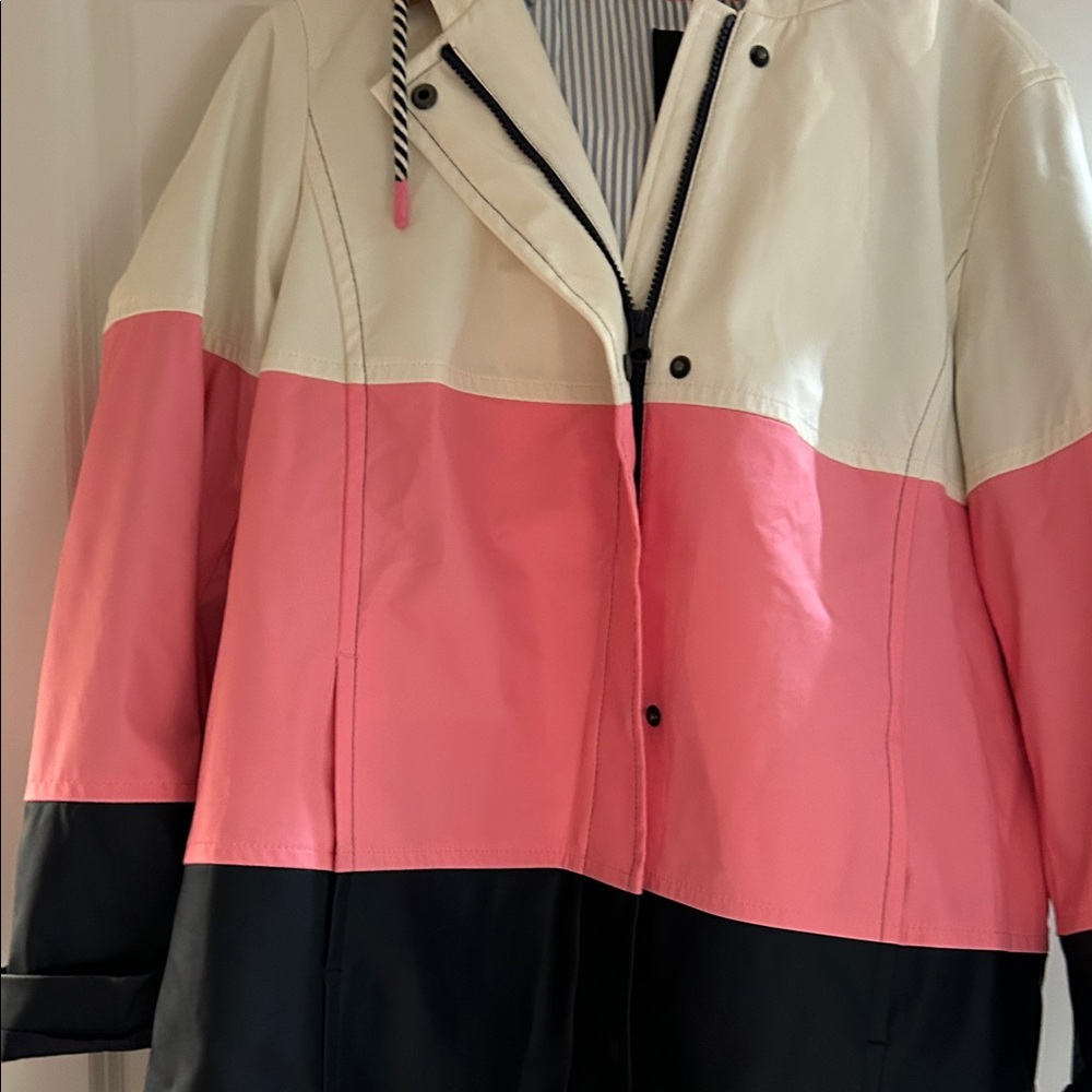 Talbots Cream, Pink, and Black Utility Jacket